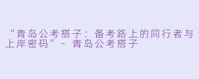 “青岛公考搭子：备考路上的同行者与上岸密码”-青岛公考搭子