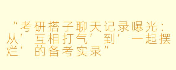 “考研搭子聊天记录曝光：从‘互相打气’到‘一起摆烂’的备考实录”