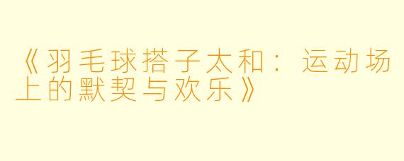 《羽毛球搭子太和：运动场上的默契与欢乐》