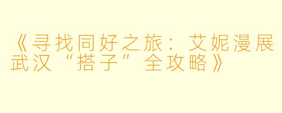《寻找同好之旅：艾妮漫展武汉“搭子”全攻略》
