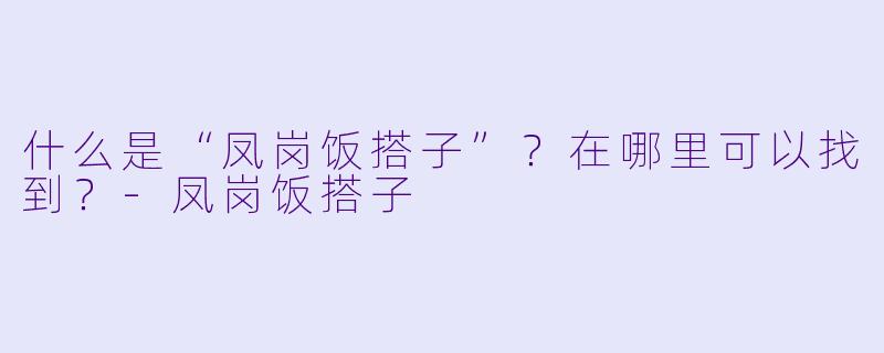 什么是“凤岗饭搭子”？在哪里可以找到？-凤岗饭搭子