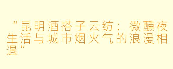 “昆明酒搭子云纺：微醺夜生活与城市烟火气的浪漫相遇”
