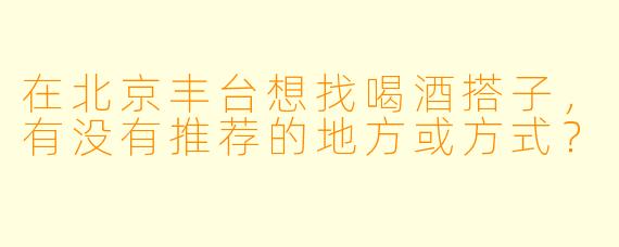 在北京丰台想找喝酒搭子，有没有推荐的地方或方式？