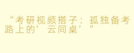 “考研视频搭子：孤独备考路上的‘云同桌’”