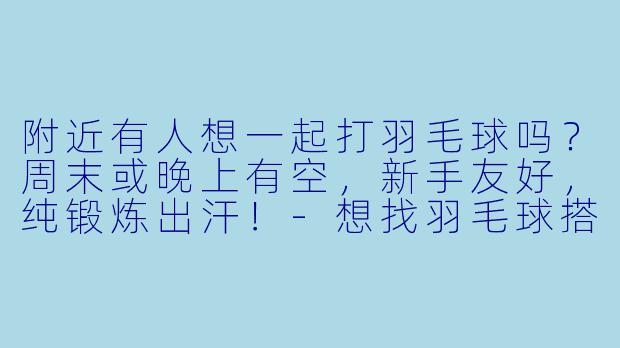 附近有人想一起打羽毛球吗？周末或晚上有空，新手友好，纯锻炼出汗！-想找羽毛球搭子