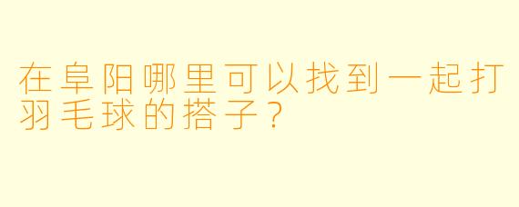 在阜阳哪里可以找到一起打羽毛球的搭子？