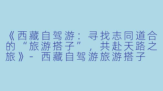 《西藏自驾游：寻找志同道合的“旅游搭子”，共赴天路之旅》-西藏自驾游旅游搭子