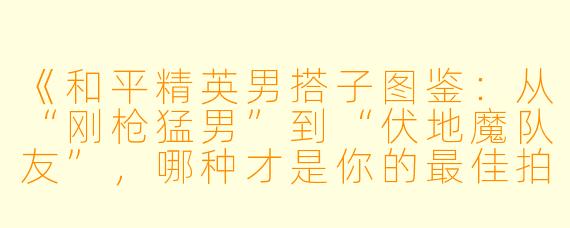 《和平精英男搭子图鉴：从“刚枪猛男”到“伏地魔队友”，哪种才是你的最佳拍档？》