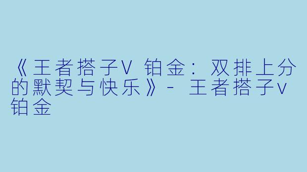 《王者搭子V铂金：双排上分的默契与快乐》-王者搭子v铂金