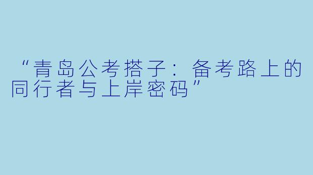 “青岛公考搭子：备考路上的同行者与上岸密码”