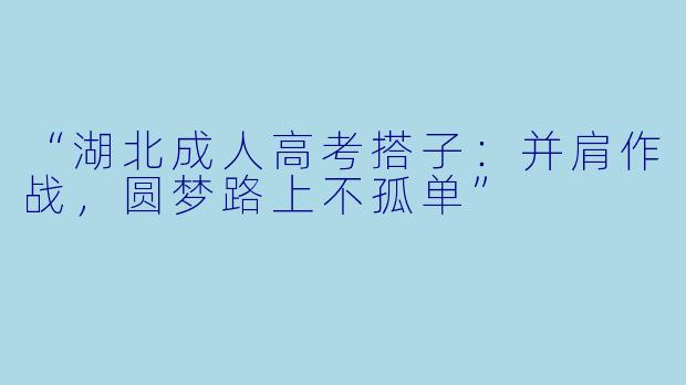 “湖北成人高考搭子：并肩作战，圆梦路上不孤单”