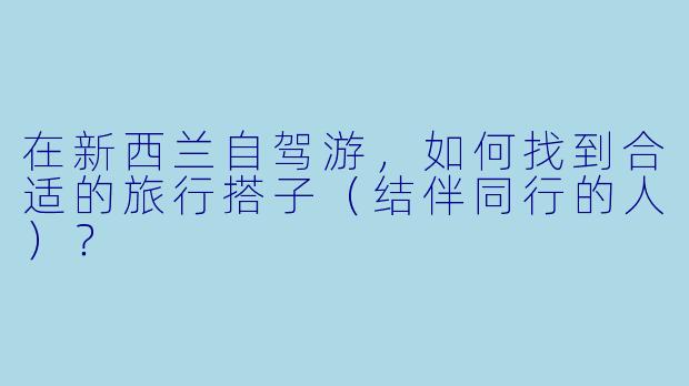在新西兰自驾游，如何找到合适的旅行搭子（结伴同行的人）？