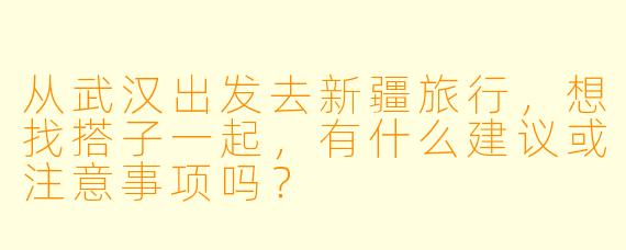 从武汉出发去新疆旅行，想找搭子一起，有什么建议或注意事项吗？