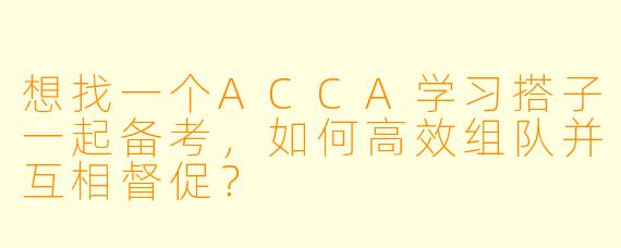 想找一个ACCA学习搭子一起备考，如何高效组队并互相督促？
