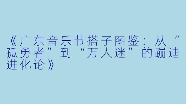 《广东音乐节搭子图鉴：从“孤勇者”到“万人迷”的蹦迪进化论》