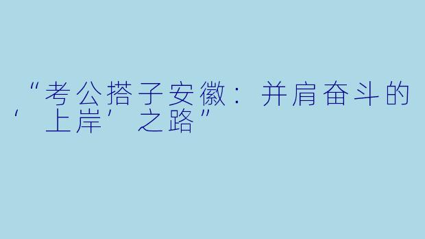 “考公搭子安徽：并肩奋斗的‘上岸’之路”