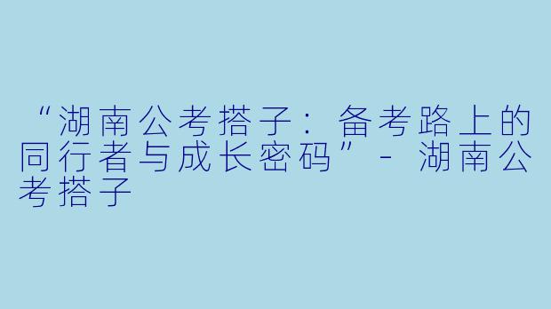 “湖南公考搭子：备考路上的同行者与成长密码”-湖南公考搭子