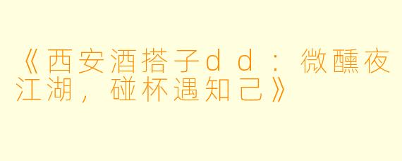 《西安酒搭子dd：微醺夜江湖，碰杯遇知己》