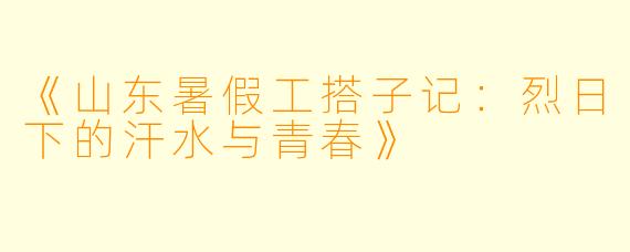 《山东暑假工搭子记：烈日下的汗水与青春》