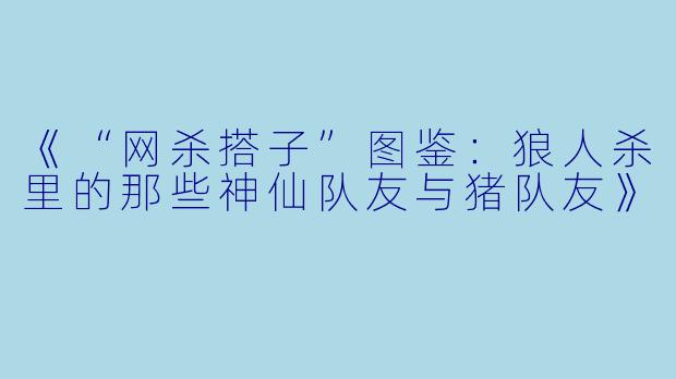 《“网杀搭子”图鉴：狼人杀里的那些神仙队友与猪队友》