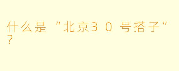 什么是“北京30号搭子”？