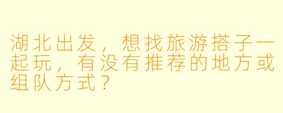 湖北出发，想找旅游搭子一起玩，有没有推荐的地方或组队方式？
