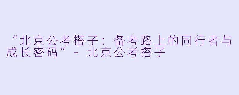 “北京公考搭子：备考路上的同行者与成长密码”-北京公考搭子