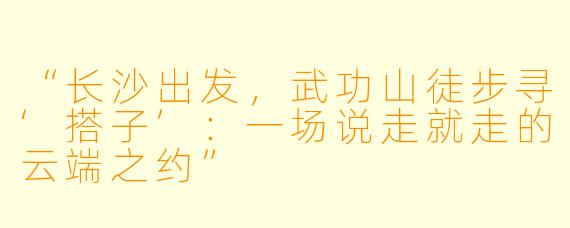 “长沙出发，武功山徒步寻‘搭子’：一场说走就走的云端之约”