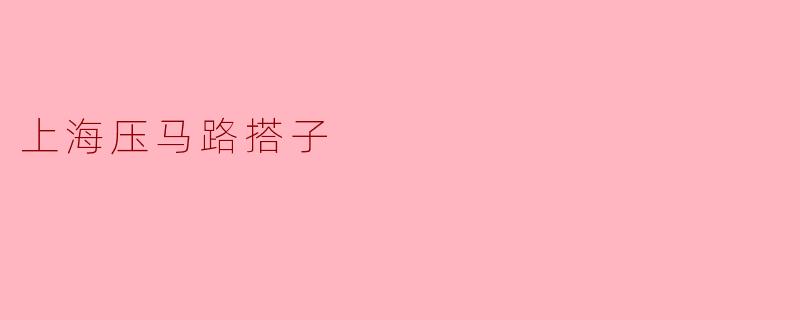 上海压马路搭子