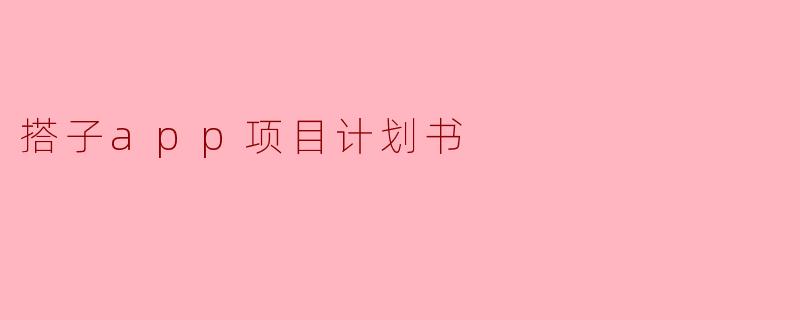搭子app项目计划书