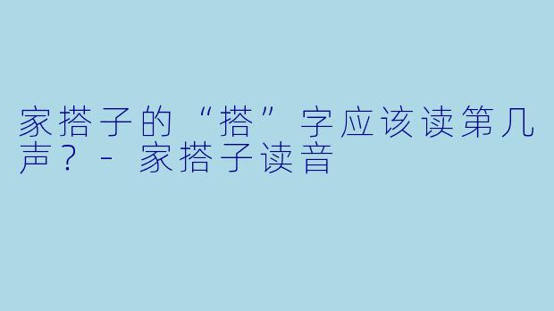 家搭子的“搭”字应该读第几声？