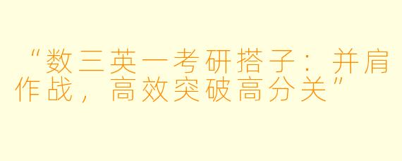 “数三英一考研搭子：并肩作战，高效突破高分关”