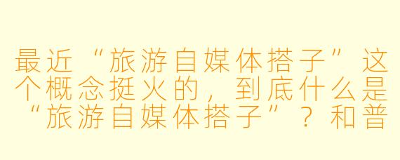 最近“旅游自媒体搭子”这个概念挺火的，到底什么是“旅游自媒体搭子”？和普通的旅伴有什么不一样？