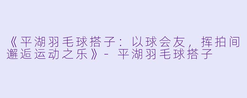 《平湖羽毛球搭子：以球会友，挥拍间邂逅运动之乐》-平湖羽毛球搭子