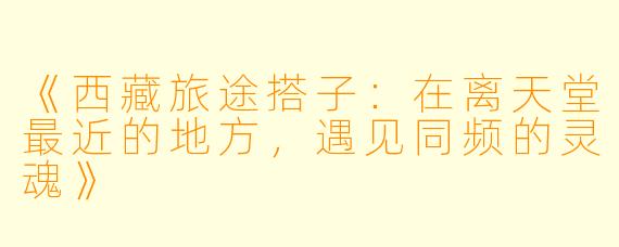 《西藏旅途搭子：在离天堂最近的地方，遇见同频的灵魂》