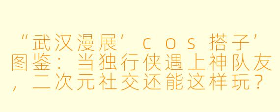 “武汉漫展‘cos搭子’图鉴：当独行侠遇上神队友，二次元社交还能这样玩？”