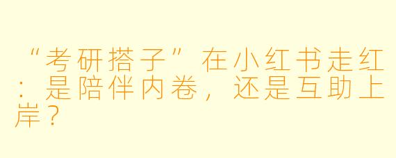 “考研搭子”在小红书走红：是陪伴内卷，还是互助上岸？