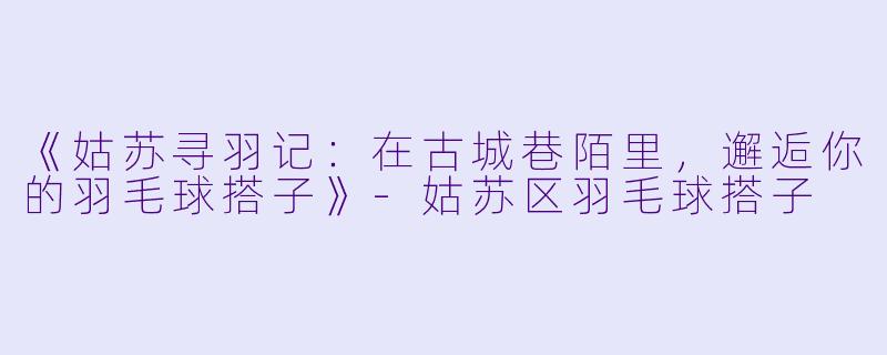 《姑苏寻羽记：在古城巷陌里，邂逅你的羽毛球搭子》-姑苏区羽毛球搭子