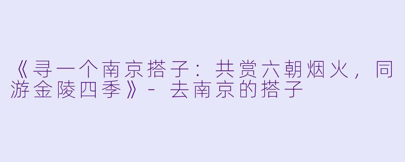 《寻一个南京搭子：共赏六朝烟火，同游金陵四季》-去南京的搭子