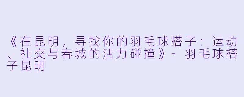 《在昆明,寻找你的羽毛球搭子:运动、社交与春城的活力碰撞》