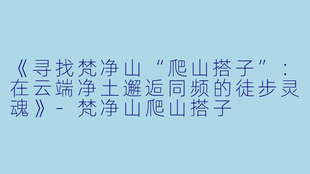《寻找梵净山“爬山搭子”：在云端净土邂逅同频的徒步灵魂》-梵净山爬山搭子