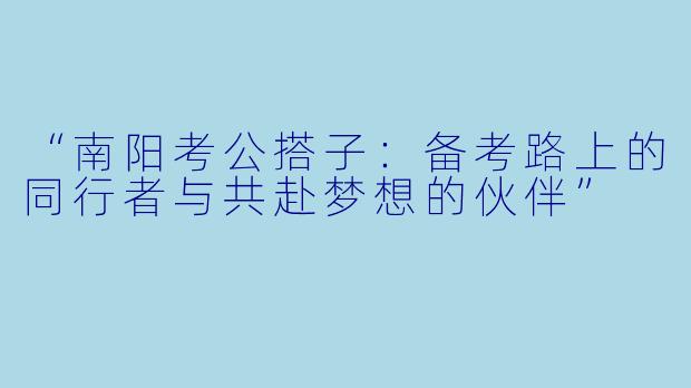 “南阳考公搭子：备考路上的同行者与共赴梦想的伙伴”