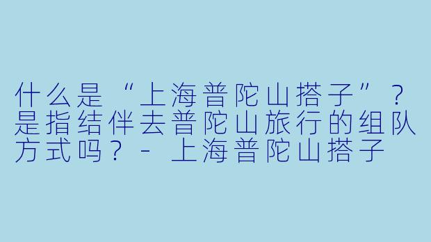 什么是“上海普陀山搭子”？是指结伴去普陀山旅行的组队方式吗？-上海普陀山搭子