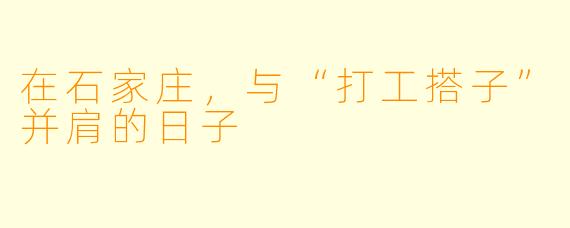 在石家庄，与“打工搭子”并肩的日子
