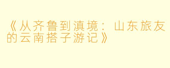 《从齐鲁到滇境：山东旅友的云南搭子游记》