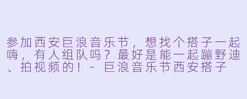 参加西安巨浪音乐节，想找个搭子一起嗨，有人组队吗？最好是能一起蹦野迪、拍视频的！-巨浪音乐节西安搭子