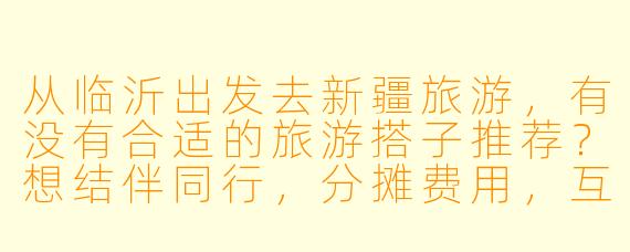 从临沂出发去新疆旅游，有没有合适的旅游搭子推荐？想结伴同行，分摊费用，互相照应。