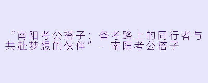 “南阳考公搭子：备考路上的同行者与共赴梦想的伙伴”-南阳考公搭子