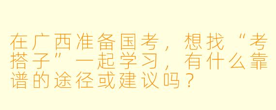 在广西准备国考，想找“考搭子”一起学习，有什么靠谱的途径或建议吗？