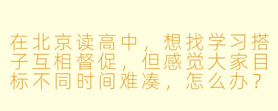 在北京读高中，想找学习搭子互相督促，但感觉大家目标不同时间难凑，怎么办？